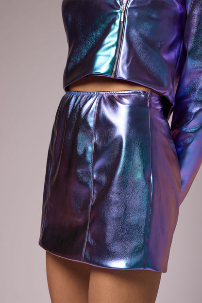 Holographic Biker Skirt